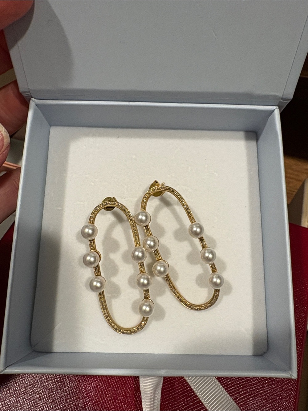 Nicola Bathie Gold Pearl Hoop Earrings